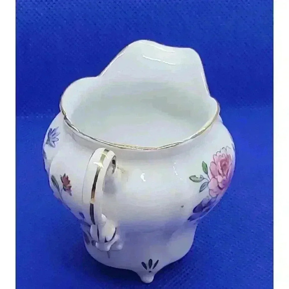 Vintage Mini Pitcher Creamer Syrup Vase Fine China Flowers Rosetti Japan 1950 - Picture 4 of 14